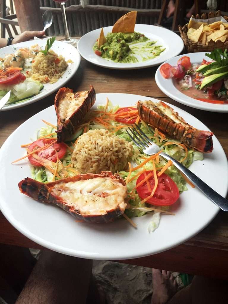 Grilled lobster, guacamole and ceviche at Restaurante Viva Zapata.