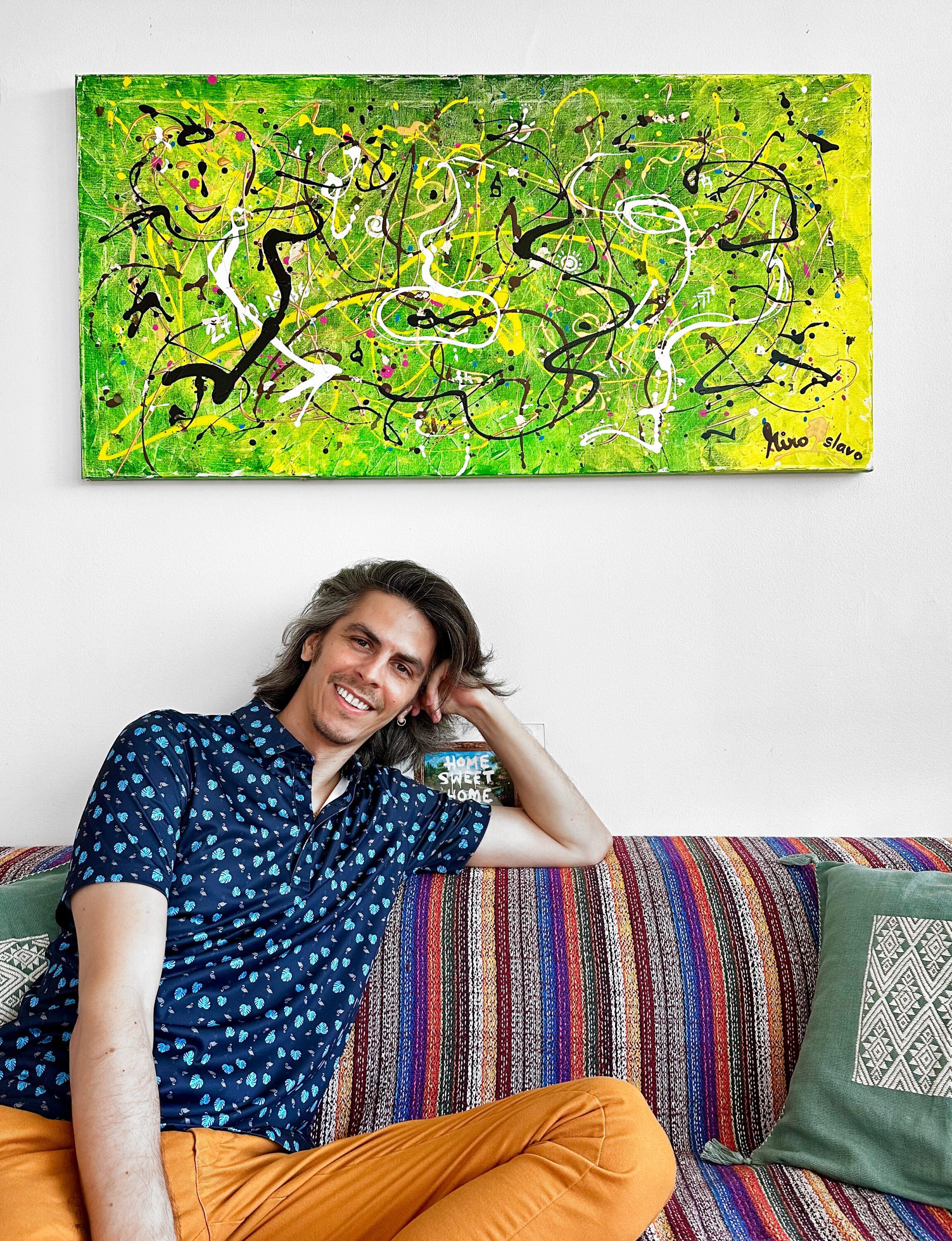 Miroslavo with a commissioned painting