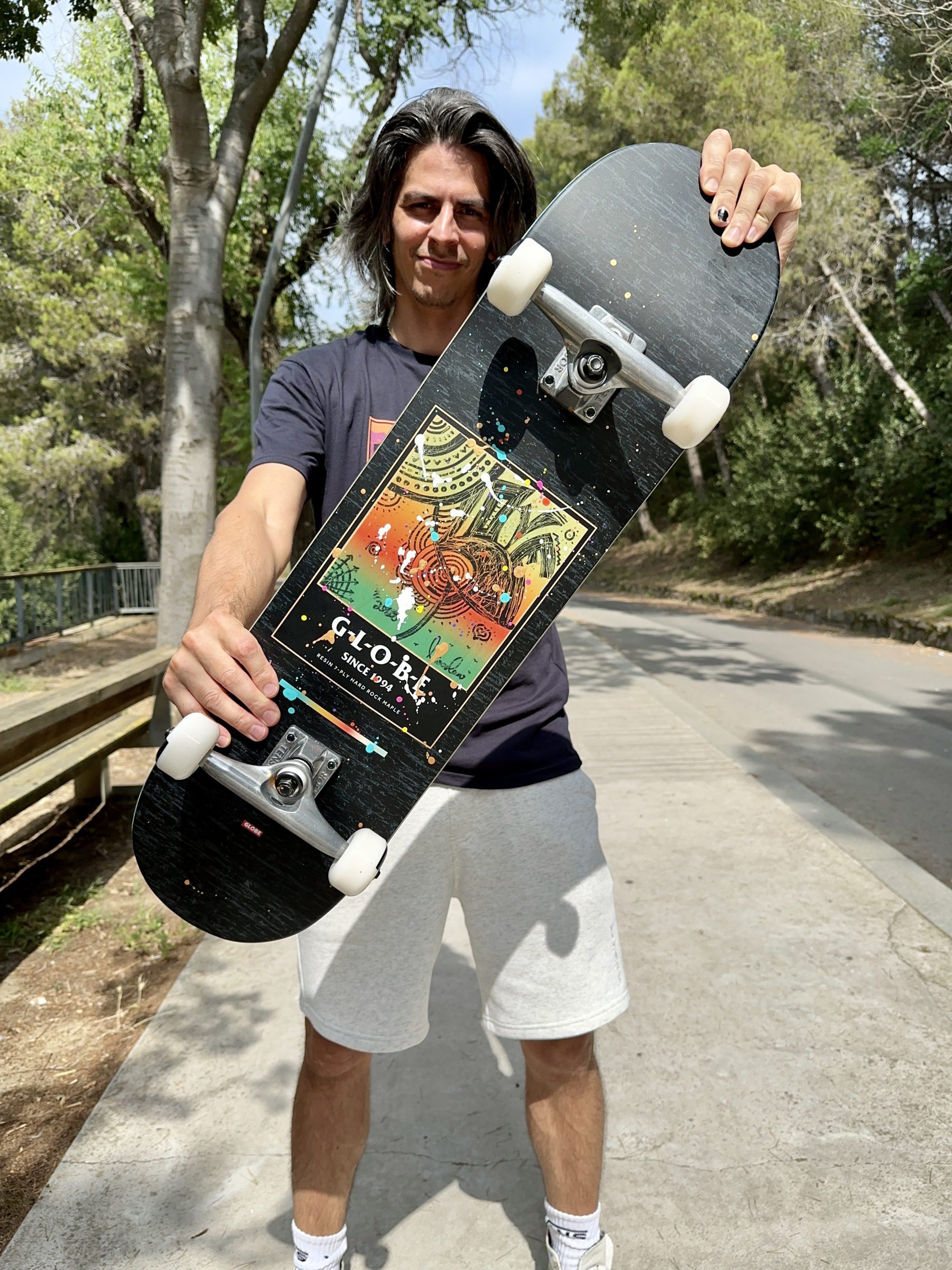 globe brand skateboard miroslavo artwork object art on board