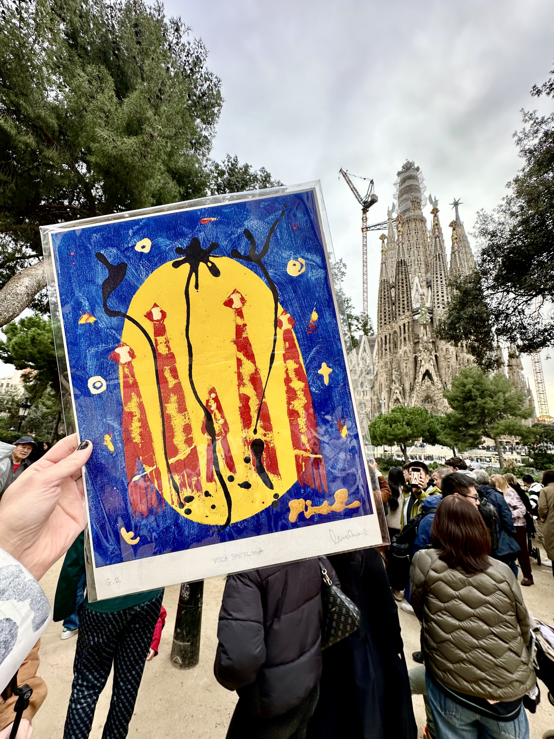 Pick Your Painting - Fine Art Print with Your Initials 1 Fine Art Print of Sagrada Familia and Joan Miró by Miroslavo