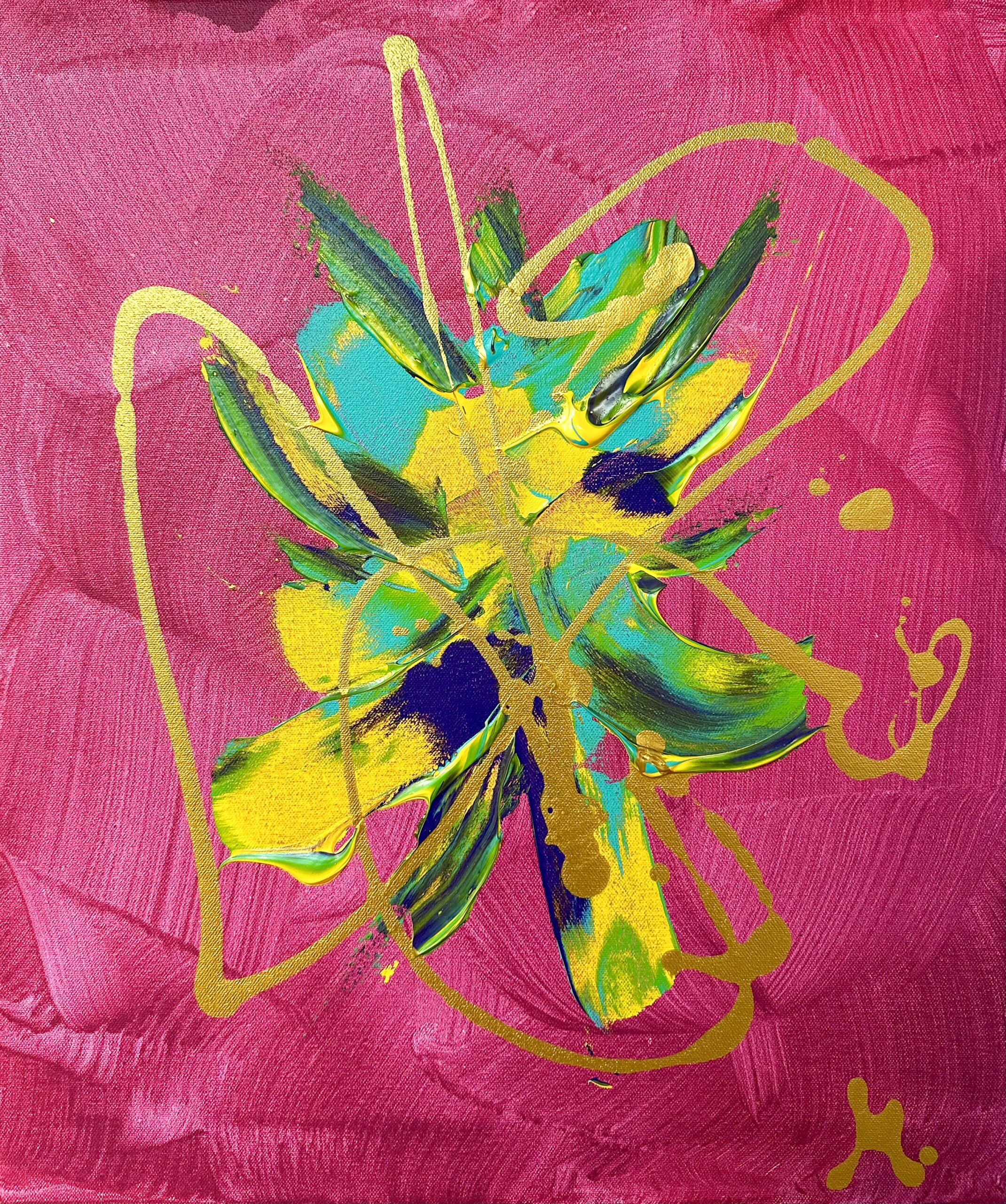 Pink Abstract Painting with explosive middle part